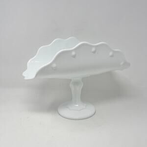 VTG Indiana Glass Banana Stand White Milk Glass Teardrop Cottagecore Granny 50s